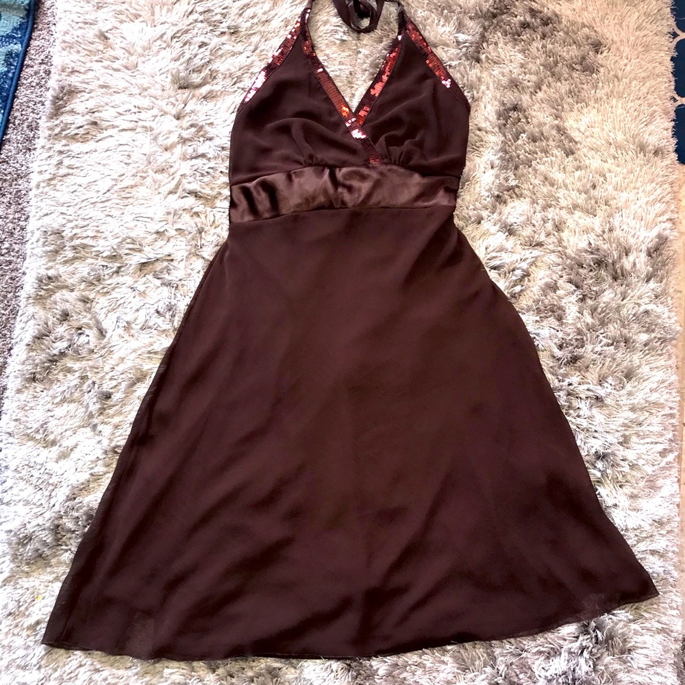 Chris McLaughlin Brown Halter Dress